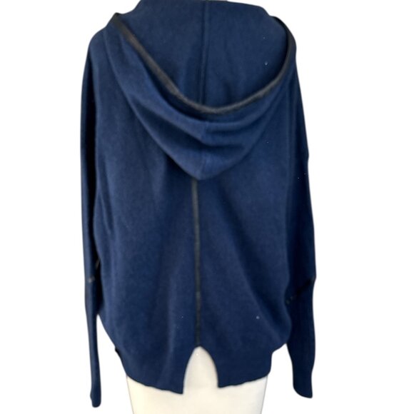 One Grey Day Cashmere & Leather Trim Hoodie Sweater - Picture 5 of 11